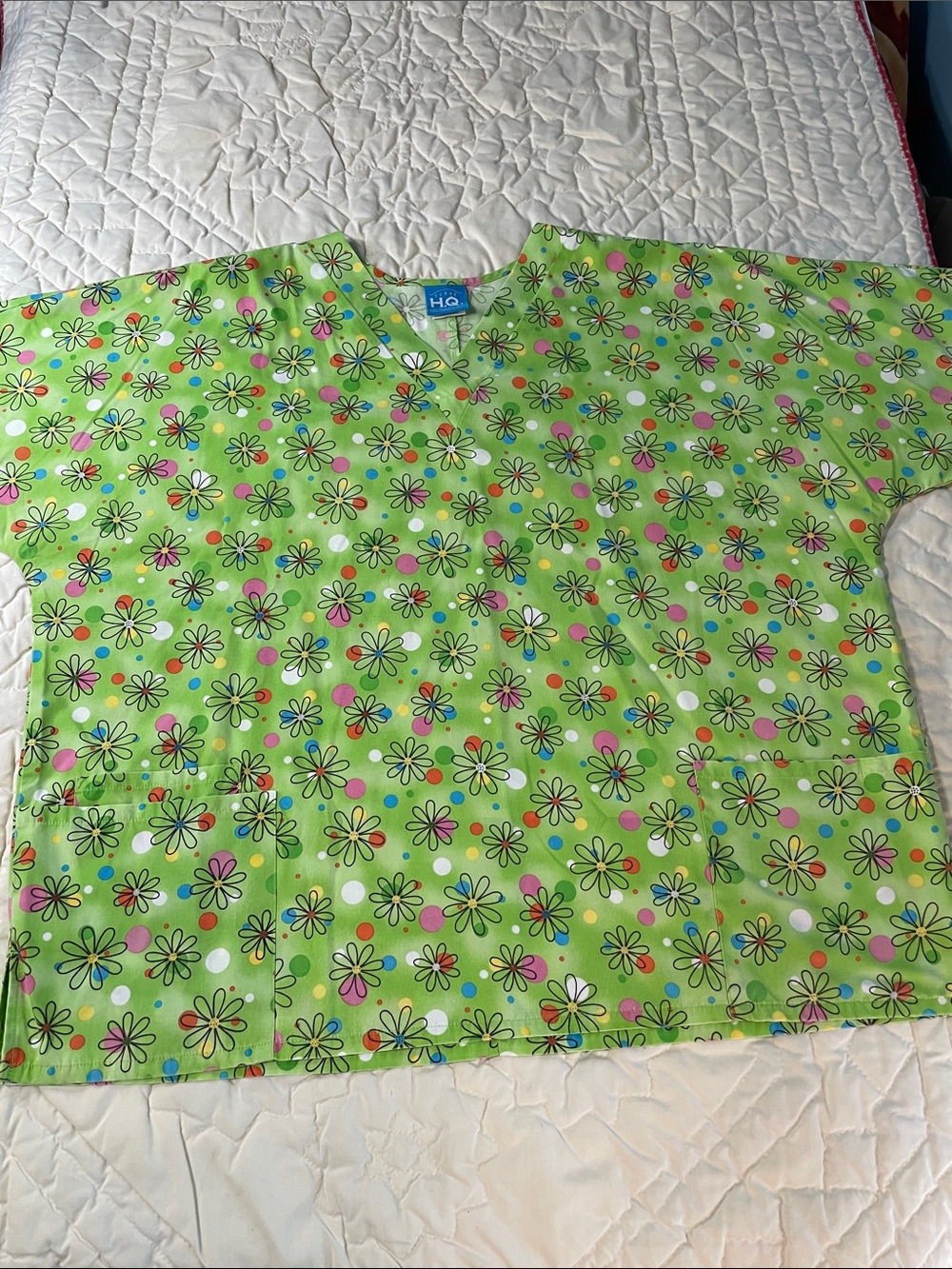 Women’s Green Floral Short Sleeve Scrub Top